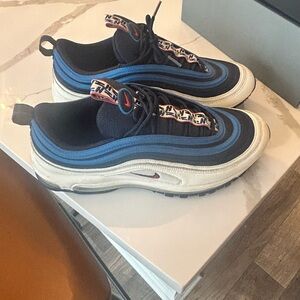 Nike Air Max 97 Black, Blue, and White Sneakers